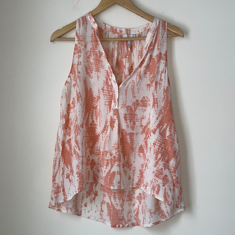 Joie Coral and White Tank Top
